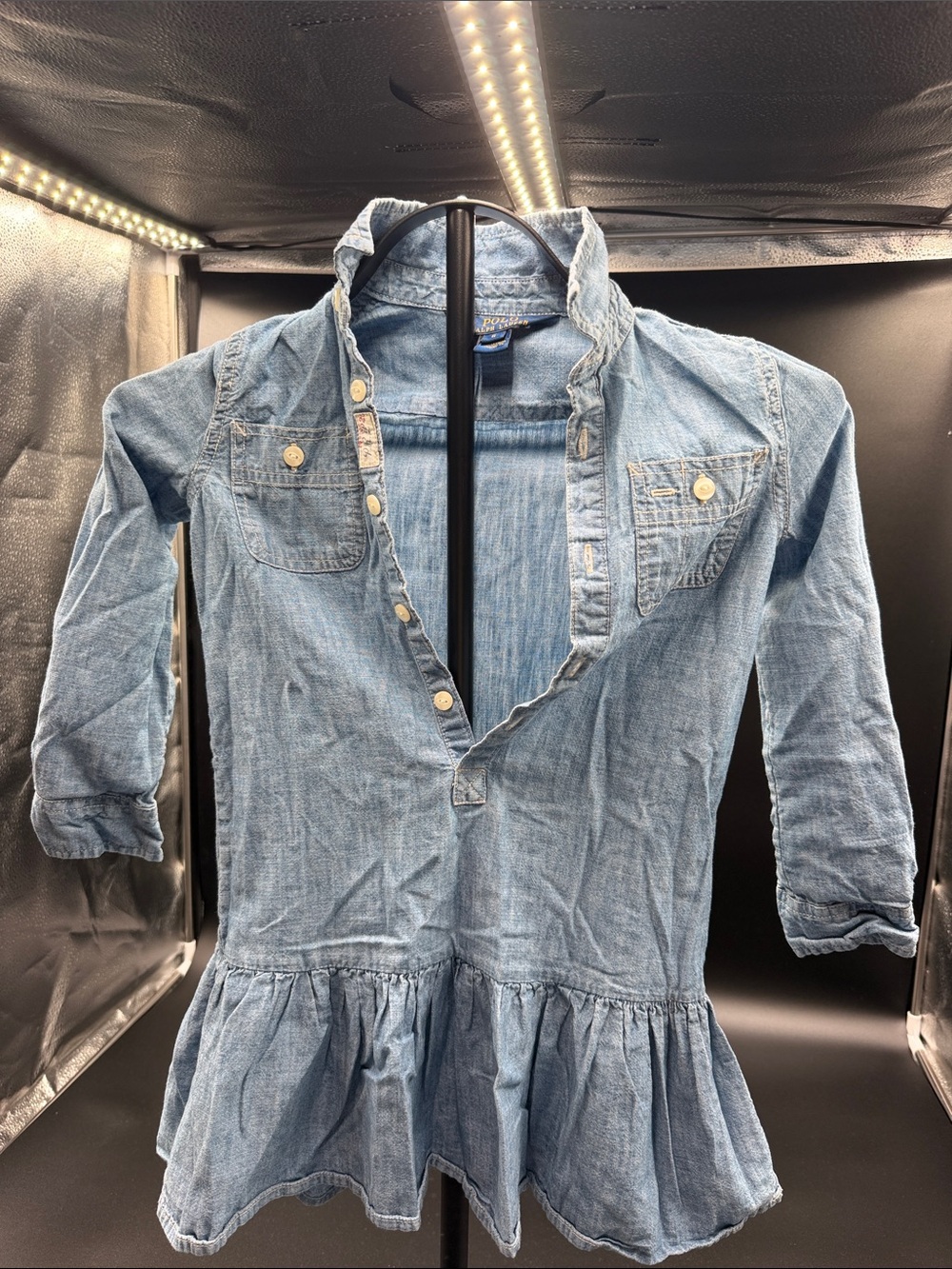 Polo by Ralph Lauren Light Blue Denim Button-Front Kids Dress